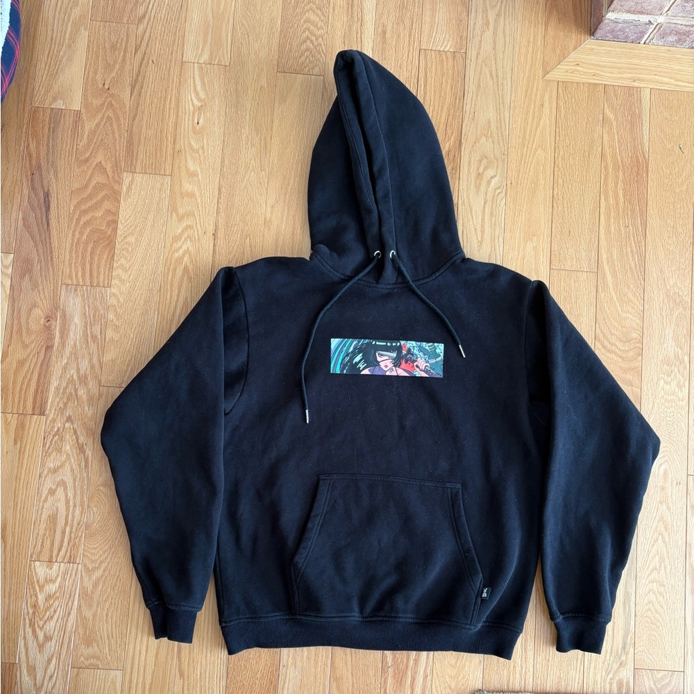 Praying Rabbit Black Hoodie with Graphic Artwork